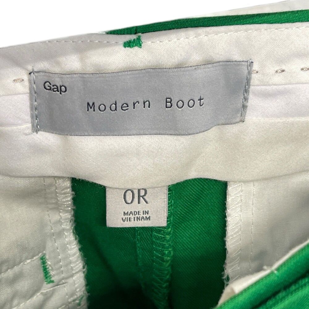 Gap 0R Green Vibrant Stretch 100% Cotton Fitted Modern Boot Pants - Picture 10 of 11